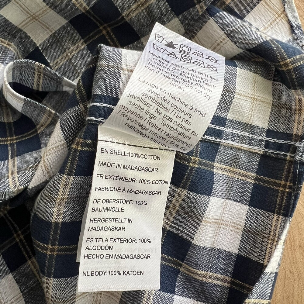 UNTUCKit Long Sleeve Button-Up Shirt 100% Cotton Blue White Plaid - Slim Fit XL - Picture 6 of 9